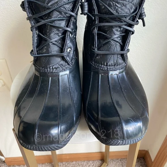 Sperry Saltwater Nylon Quilted Duck Boot Black size 9 women’s Side Zip size 9 - Picture 6 of 11